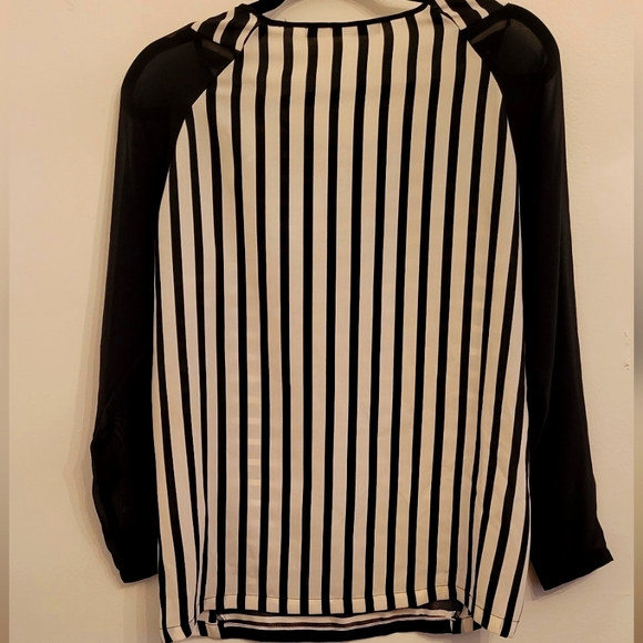 ZARA black & white striped blouse top - Picture 2 of 6